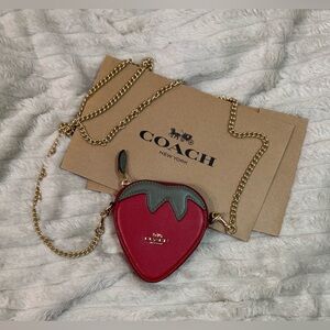 Coach Electric Red Strawberry Coin Bag